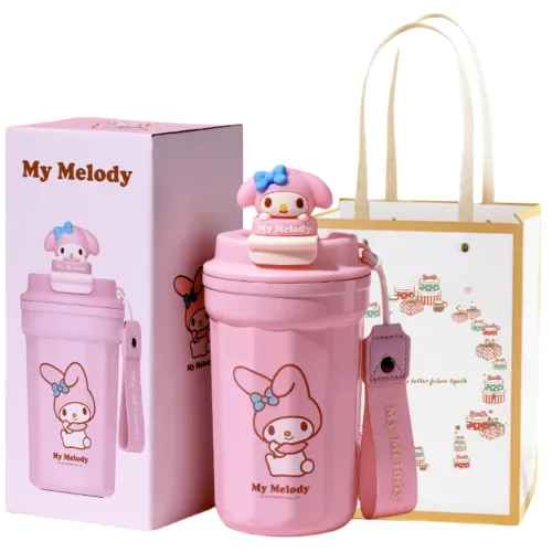Sanrio Sanrio, coffee high quality handheld creative cute capacious glass stainless steel, 480 ml