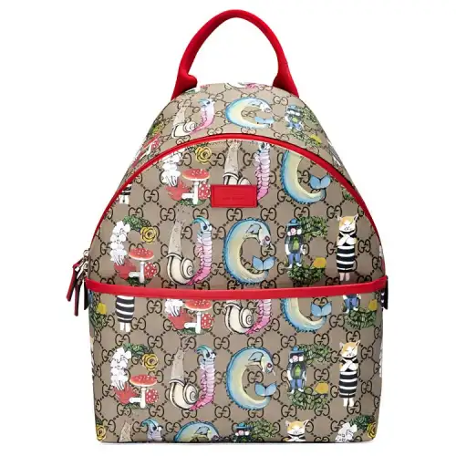 GUCCI Canvas With Leather Kids Bag Kids' Ebony & Red