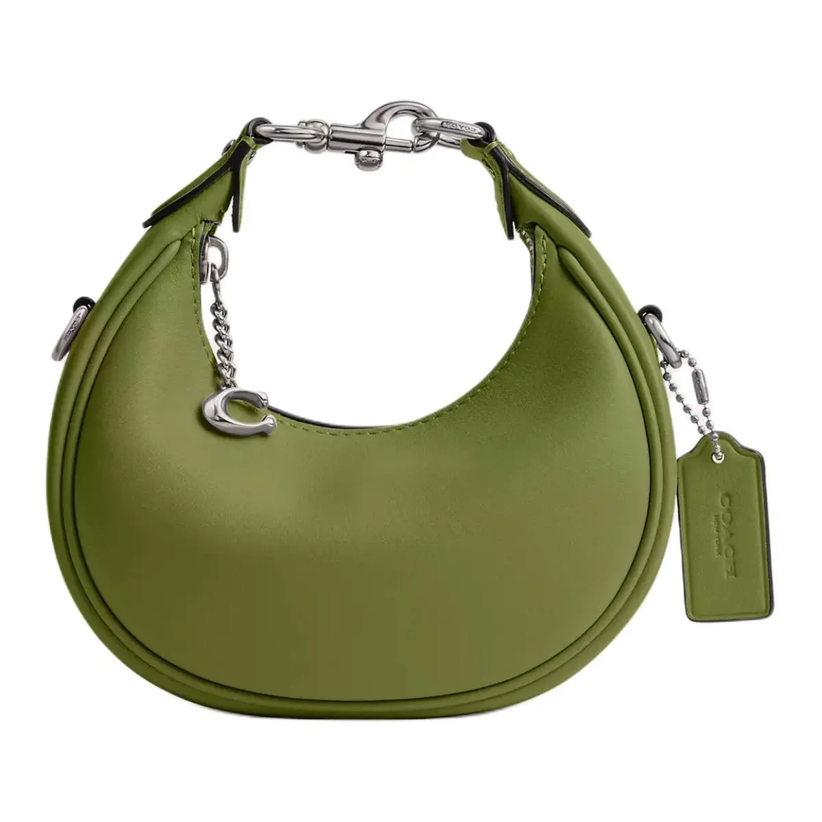 COACH JONIE Leather Crescent Bag, Shoulder Bag, Crossbody Bag, Handbag Mini Women's Gray Green
