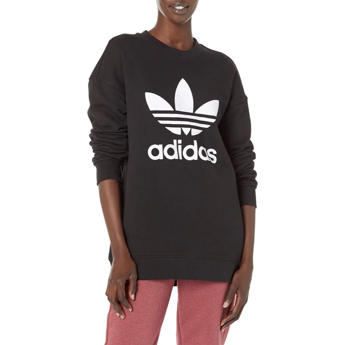 Женское худи adidas TREFOIL CREW (черное) — фото 7