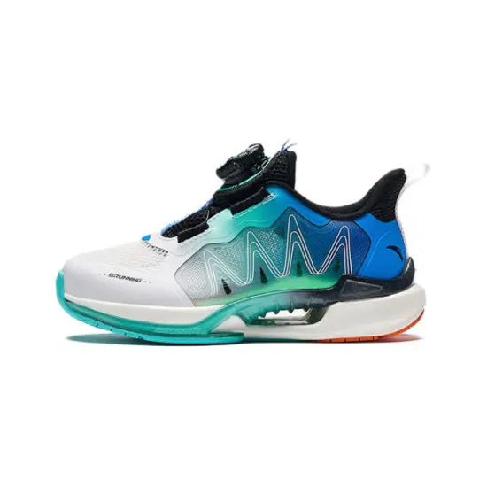 Antakids Pursuing The Wind 6.0 Cushioning Wear Resistant Low Top Kids' Running Shoes White Blue Green Pre school