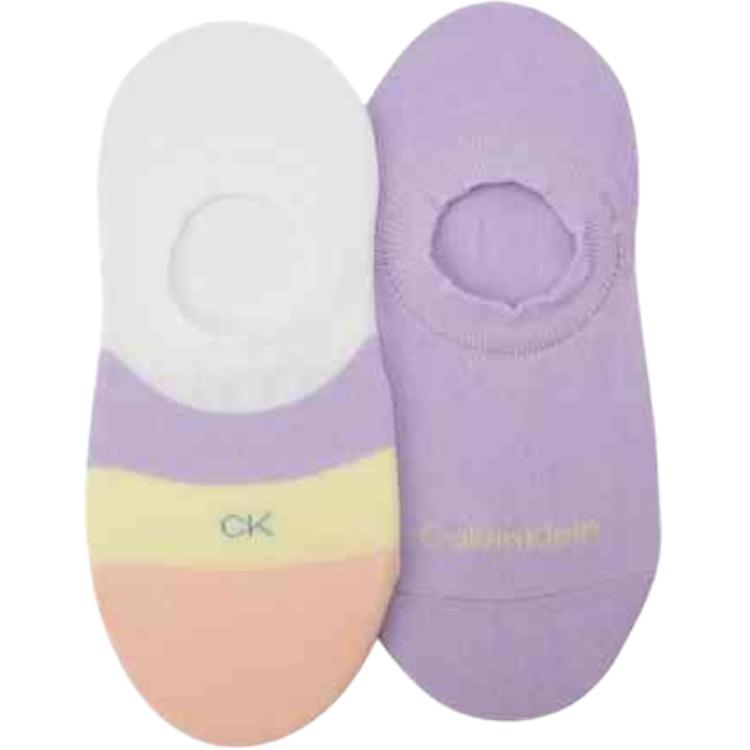 CALVIN KLEIN No Show Socks Women’s 2 Pack Moon White/Phoenix Crest Purple