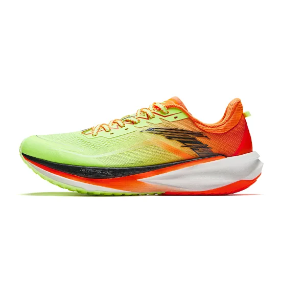 ANTA Plastic Pioneer Running Shoes Men Low-Top Fluorescent RF Green/Neon Orange/Black