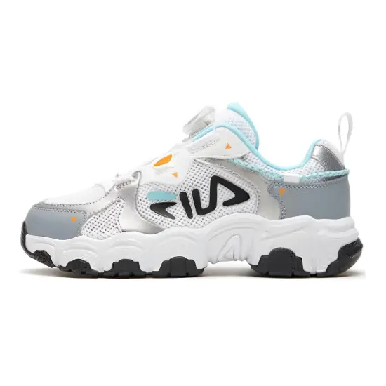 FILA KIDS Cat Paw Shoes Slip Resistant Low Top Kids' Running Shoes White Silver Gray