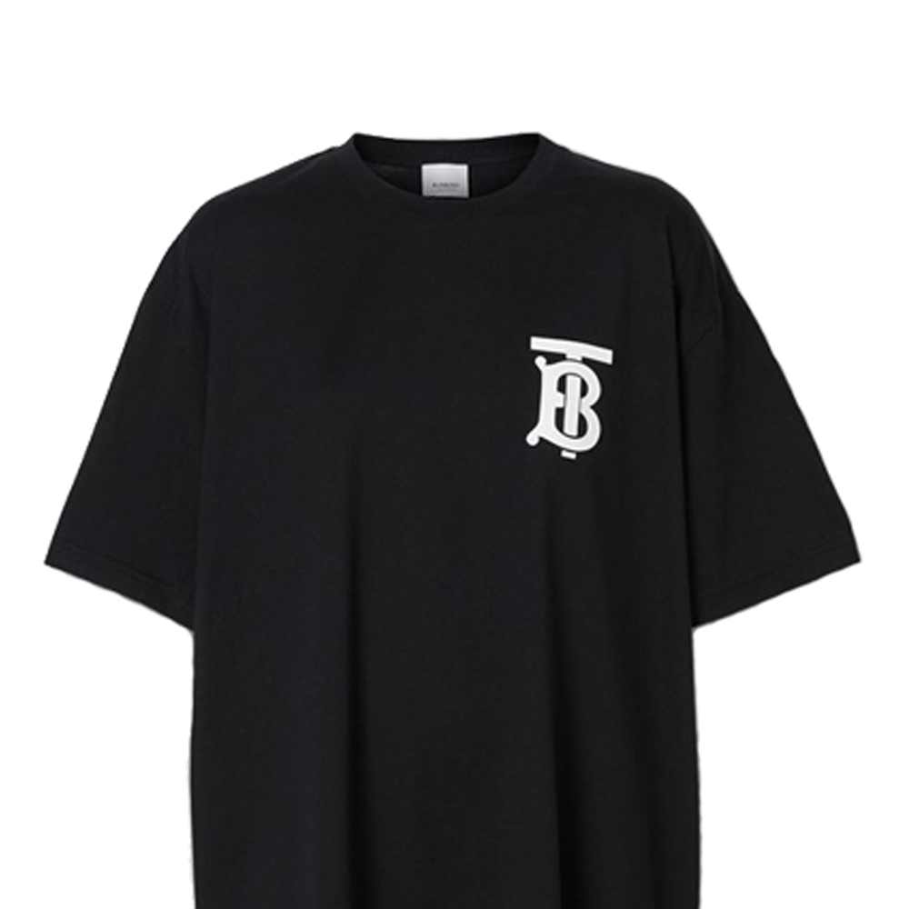 Женская футболка Burberry Monogram Motif Oversized T-shirt Logo T (черная) — фото 7