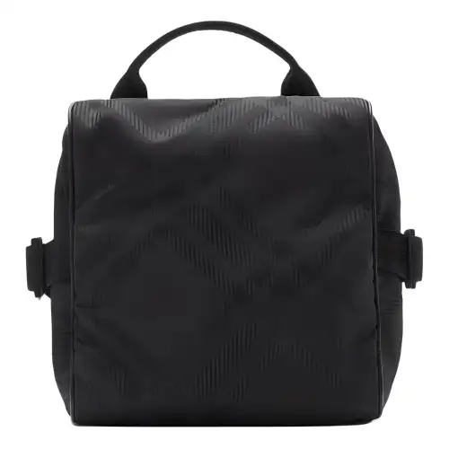 Burberry Nylon Check Jacquard Tile Shoulder Bag Black