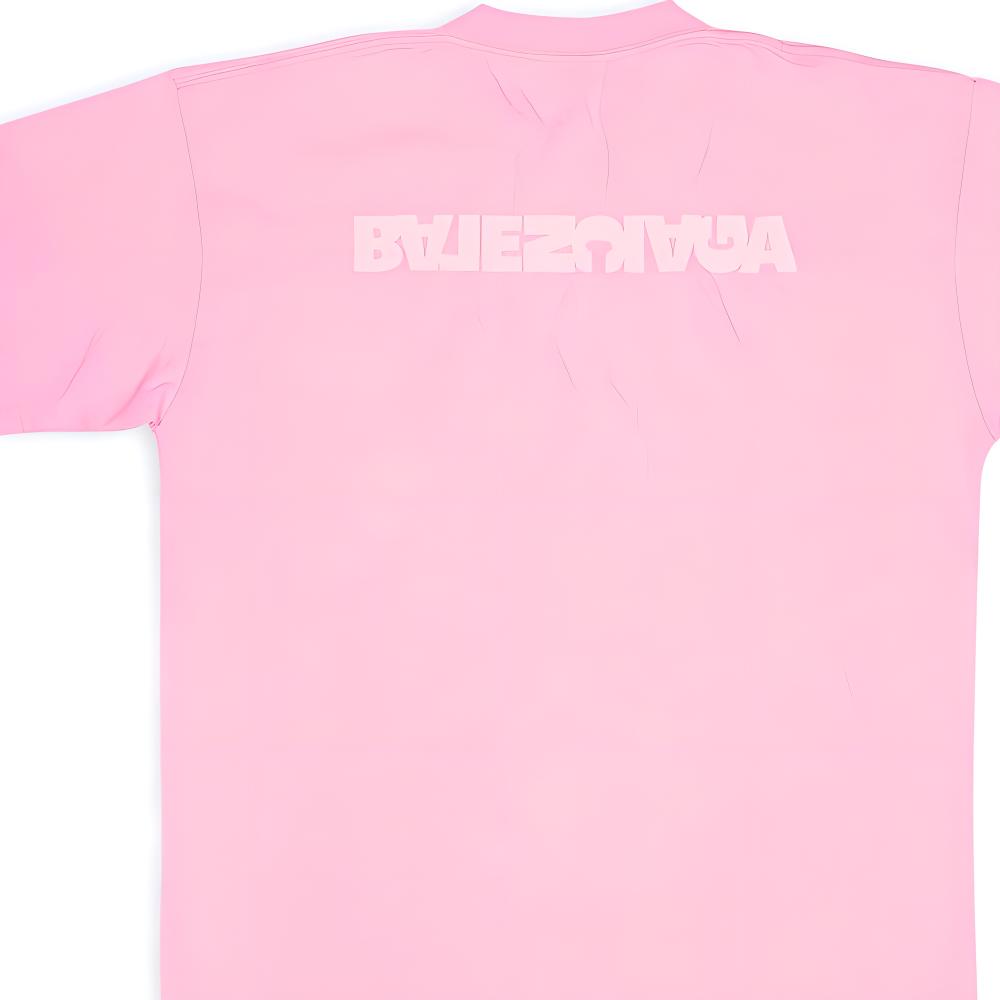 Женская футболка Balenciaga Logo SS22 T (розовая) — фото 7
