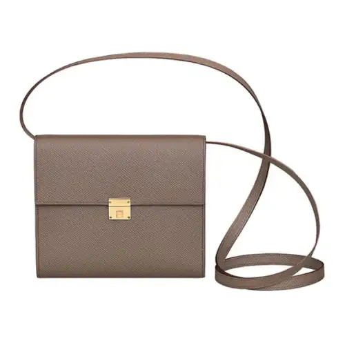 HERMES Clic Cow Leather Wallet, Shoulder Bag, Crossbody Bag Women's Elephant Gray