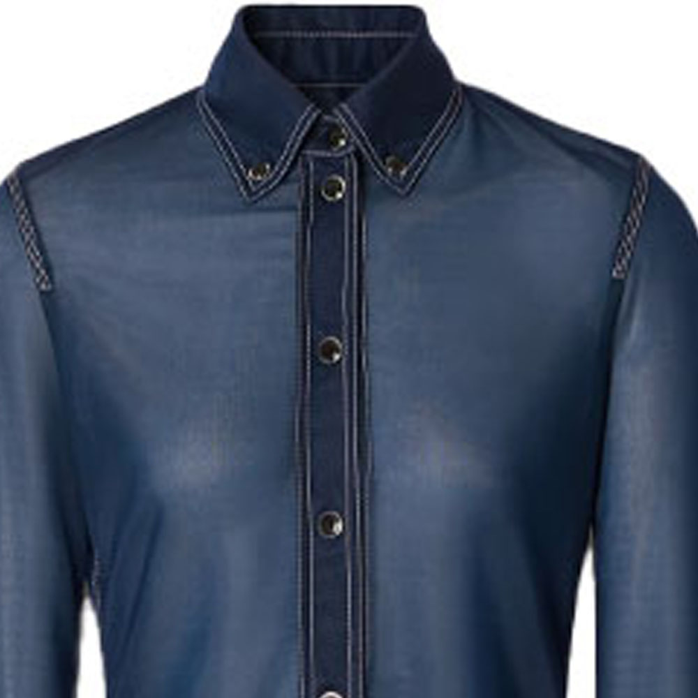 Женская рубашка Burberry (синяя) — фото 3