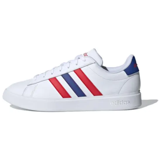 Adidas GRAND COURT 2.0 Skateboard Shoes Men Low-Top Cloud White/Semi-Transparent Blue/Even More Red