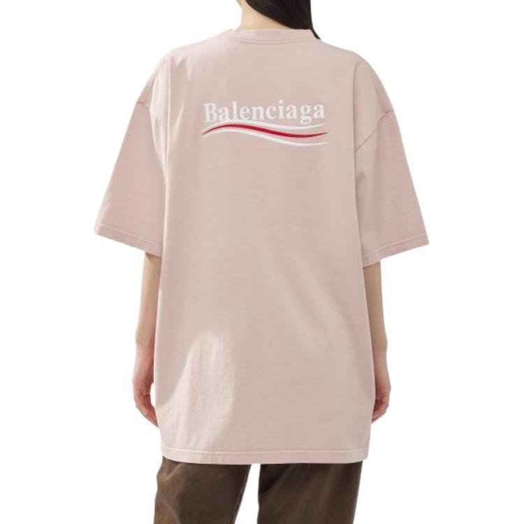 Женская футболка Balenciaga (розовая) — фото 4