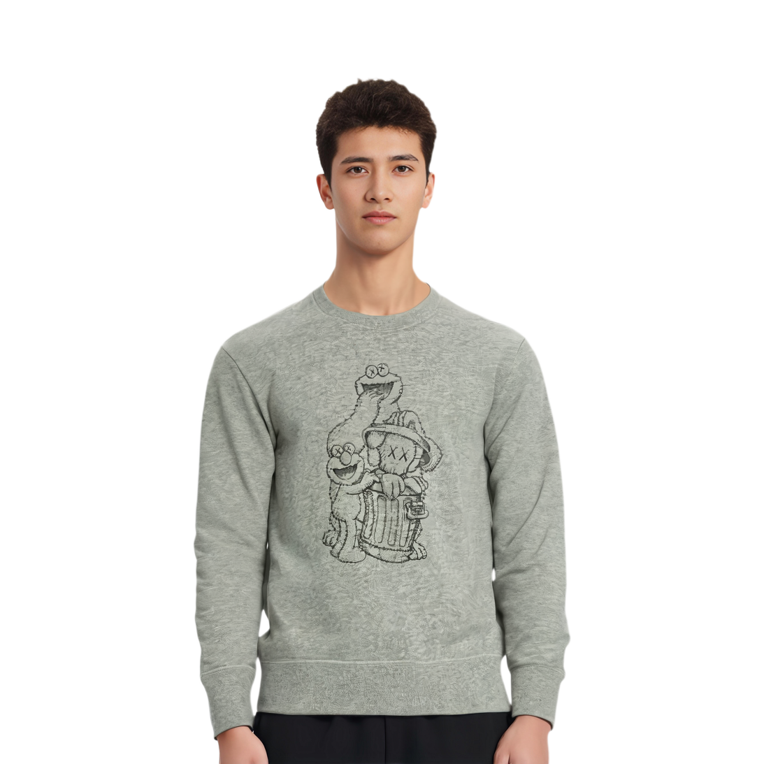 Мужское худи UNIQLO x KAWS (серое) — фото 2