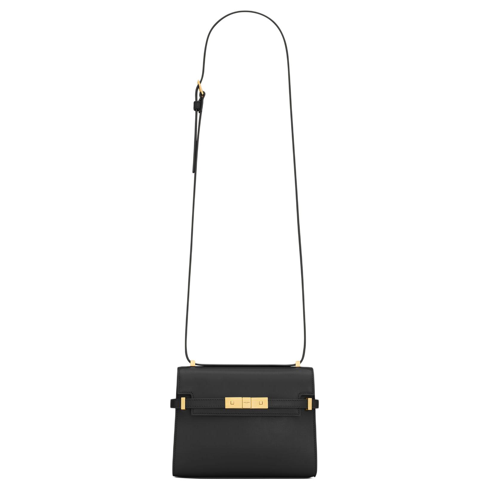 SAINT LAURENT Manhattan Cow Leather Shoulder Bag, Crossbody Bag Mini Women's Black