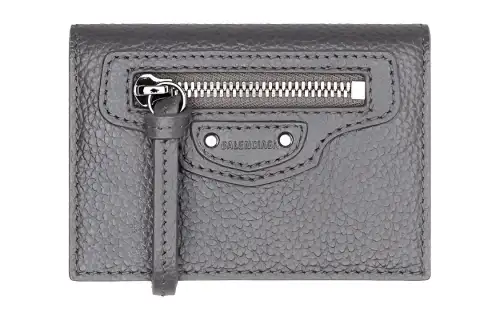 Balenciaga Leather Wallet Mini Women's Dark Gray