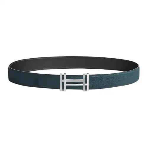 HERMES Calfskin Leather Belts Men's Width 3.2cm