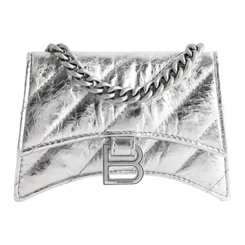 Balenciaga Crush Cow Leather Crossbody Bag, Shoulder Bag Mini Women's Silver