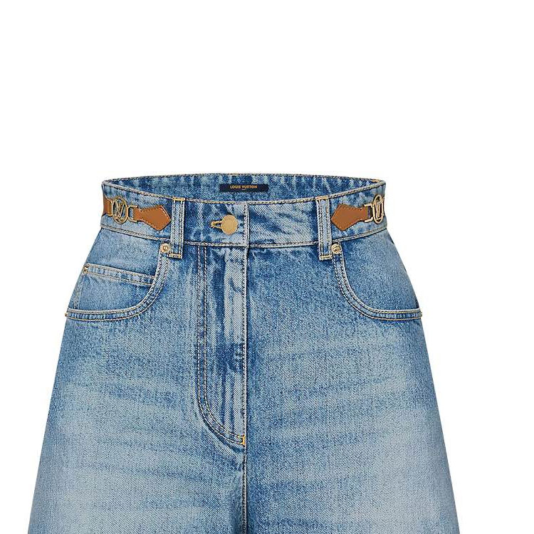 Женские штаны Louis Vuitton Denim Shorts (синие) — фото 7