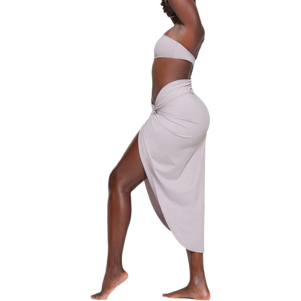 Skims SIGNATURE SWIM SARONG SKIRT Swim Dresses & Skirts Women’s CHROME/Chromium Color