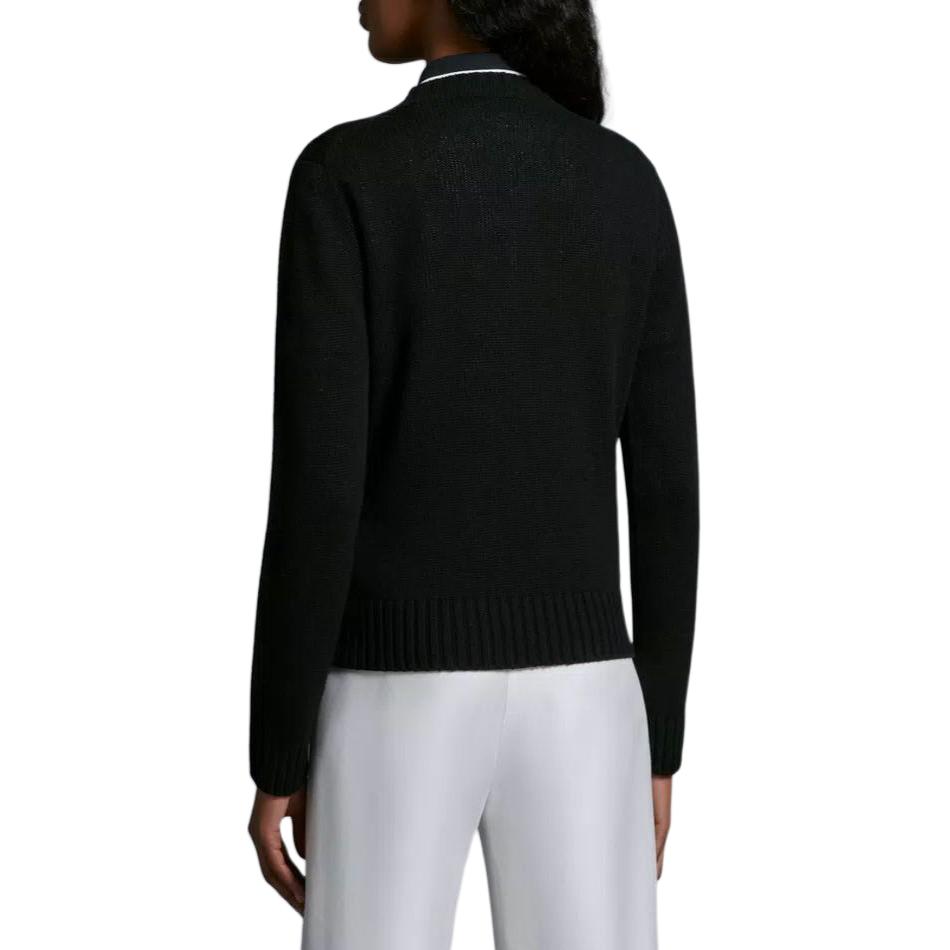 Женские свитер Moncler Embroidered Logo Cashmere Wool Jumper (черный) — фото 6