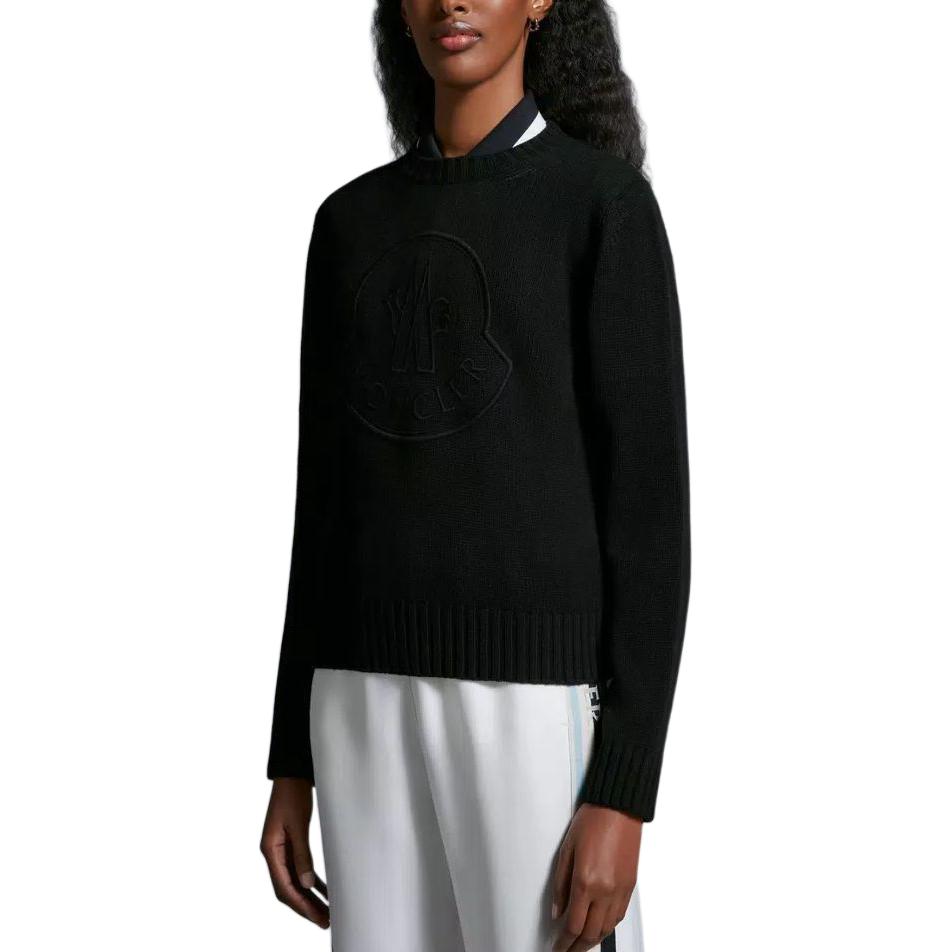 Женские свитер Moncler Embroidered Logo Cashmere Wool Jumper (черный) — фото 4