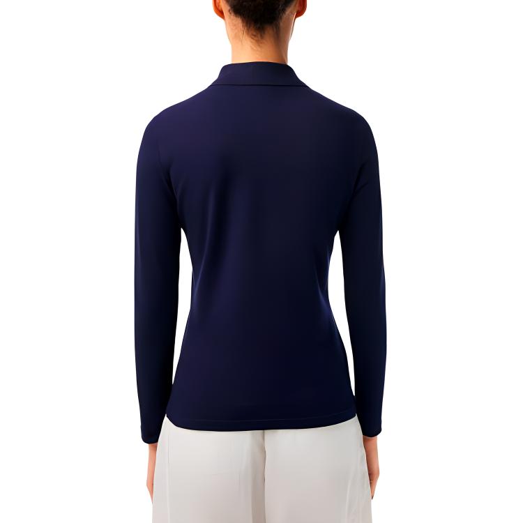 Женская футболка LACOSTE Long Sleeve Polo (темно-синяя) — фото 3