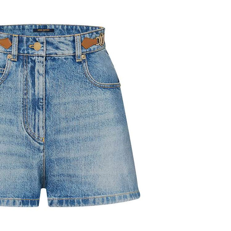 Женские штаны Louis Vuitton Denim Shorts (синие) — фото 3