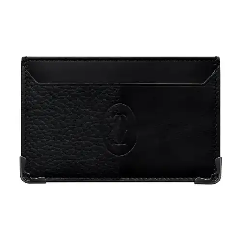 CARTIER Must De Cartier Cow Leather Card Holder Women's Black
