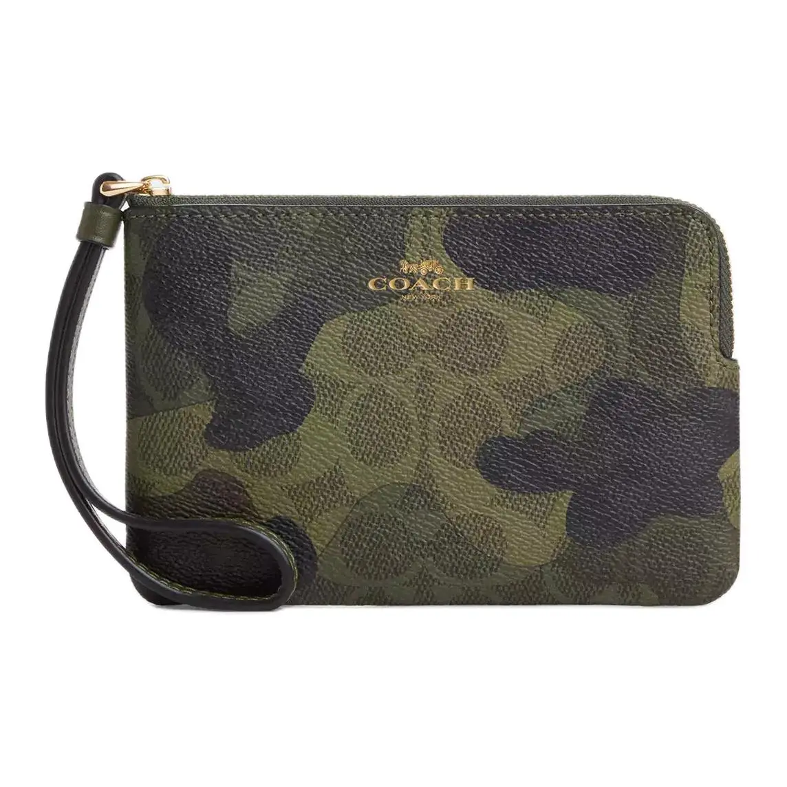 COACH Corner Zip Coated Canvas Clutches Small Women's Abyss & Multicolor
