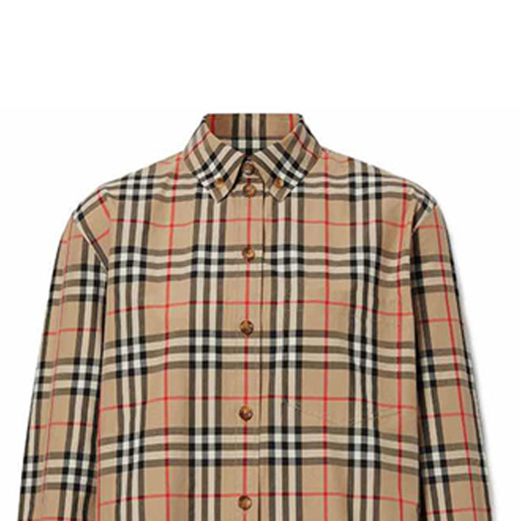Женская рубашка Burberry Vintage Check (бежевая) — фото 2