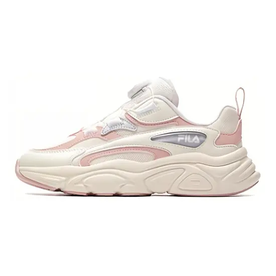 FILA KIDS Anti Slip Wear Resistant Low Top Kids' Running Shoes White Pink
