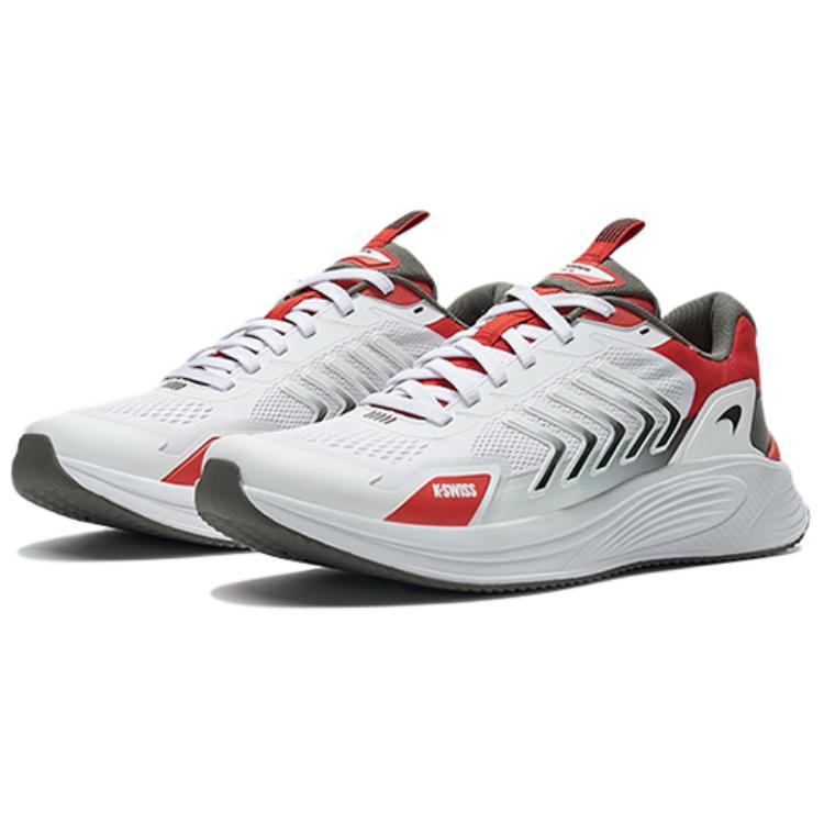 K·SWISS Slip Resistant Abrasion Resistant Low top Running Shoes Men’s White Red