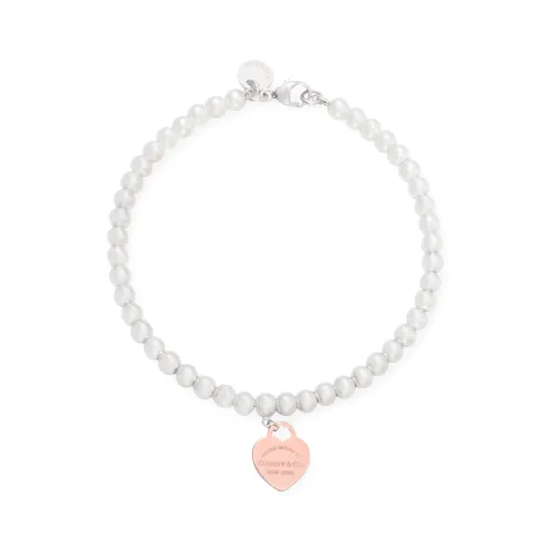Tiffany Return to Tiffany Series Rubedo Metal Heart Tag Silver Bead Bracelet Women's Silver