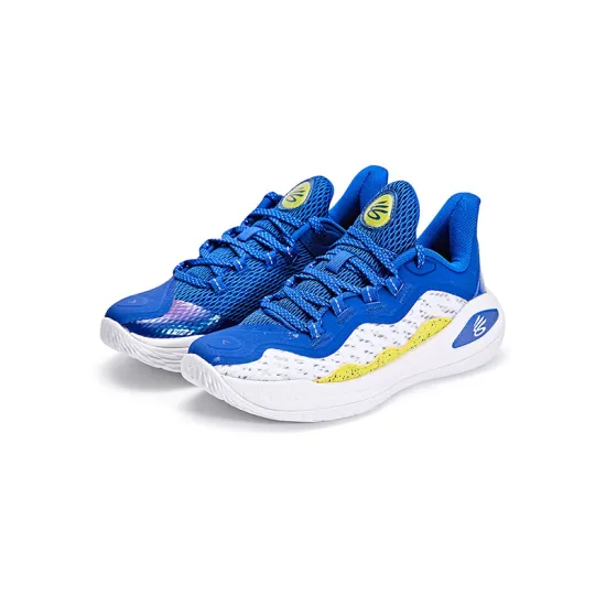 Under Armour Curry 11 Slip Resistant Shock Absorbers Low Top Children's Basketball Shoes Blue