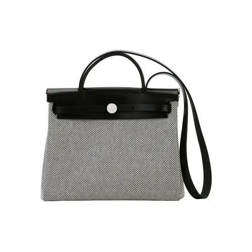 HERMES Herbag Zip Criss Viking Canvas With Hunter Cow Leather Shoulder Bag, Crossbody Bag, Handbag 31 Unisex