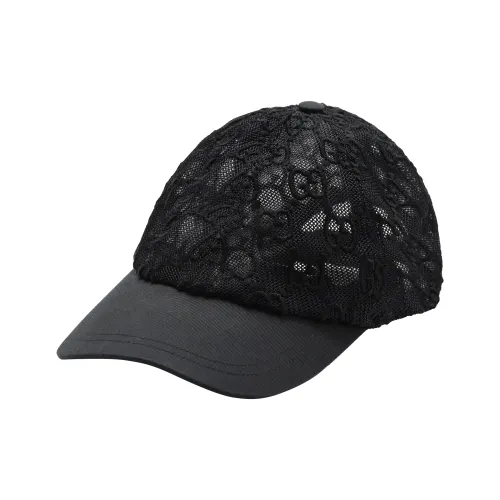 GUCCI Cotton Baseball Caps Women's Black