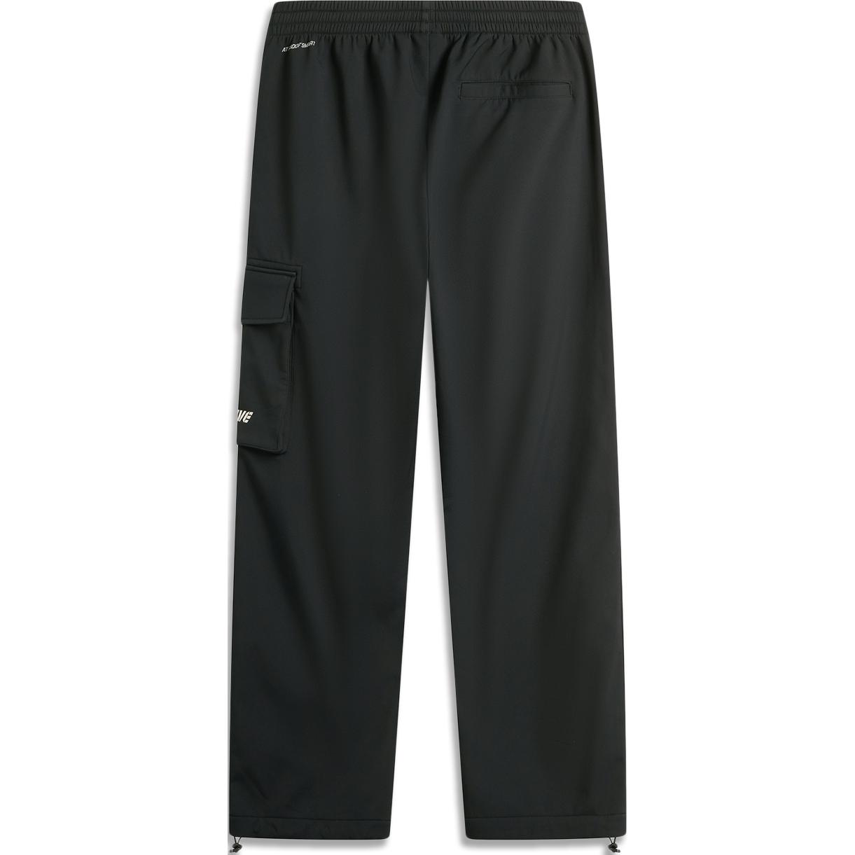Li Ning BADFIVE Comfortable Casual Minimalist Style Loose Fit Lace Up Versatile Fleece Lined Sports Pants Men’s Black