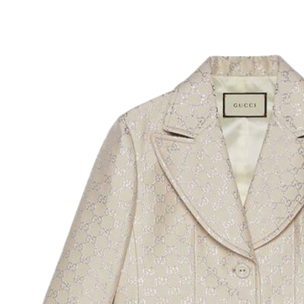 Женская куртка Gucci пиджачного кроя (бежевая) — фото 2