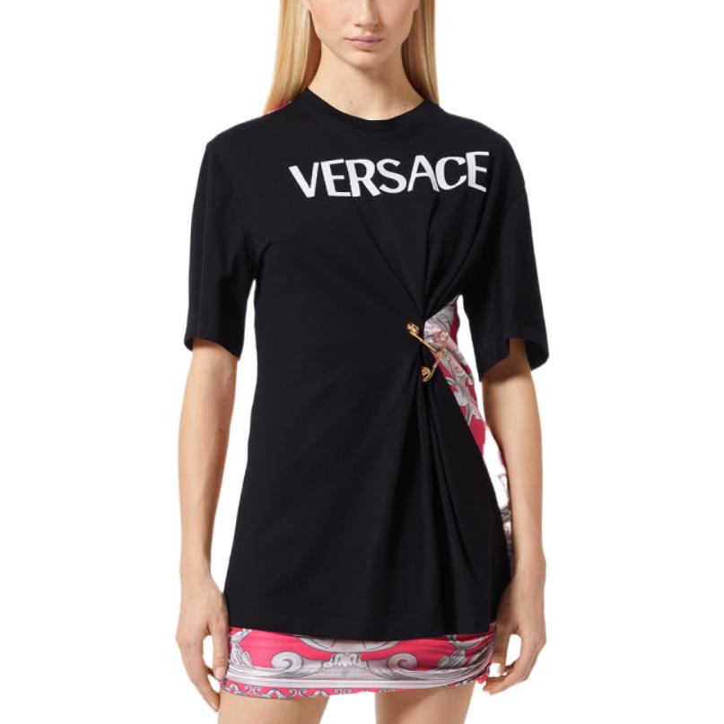 Женская футболка Versace (черная) — фото 2