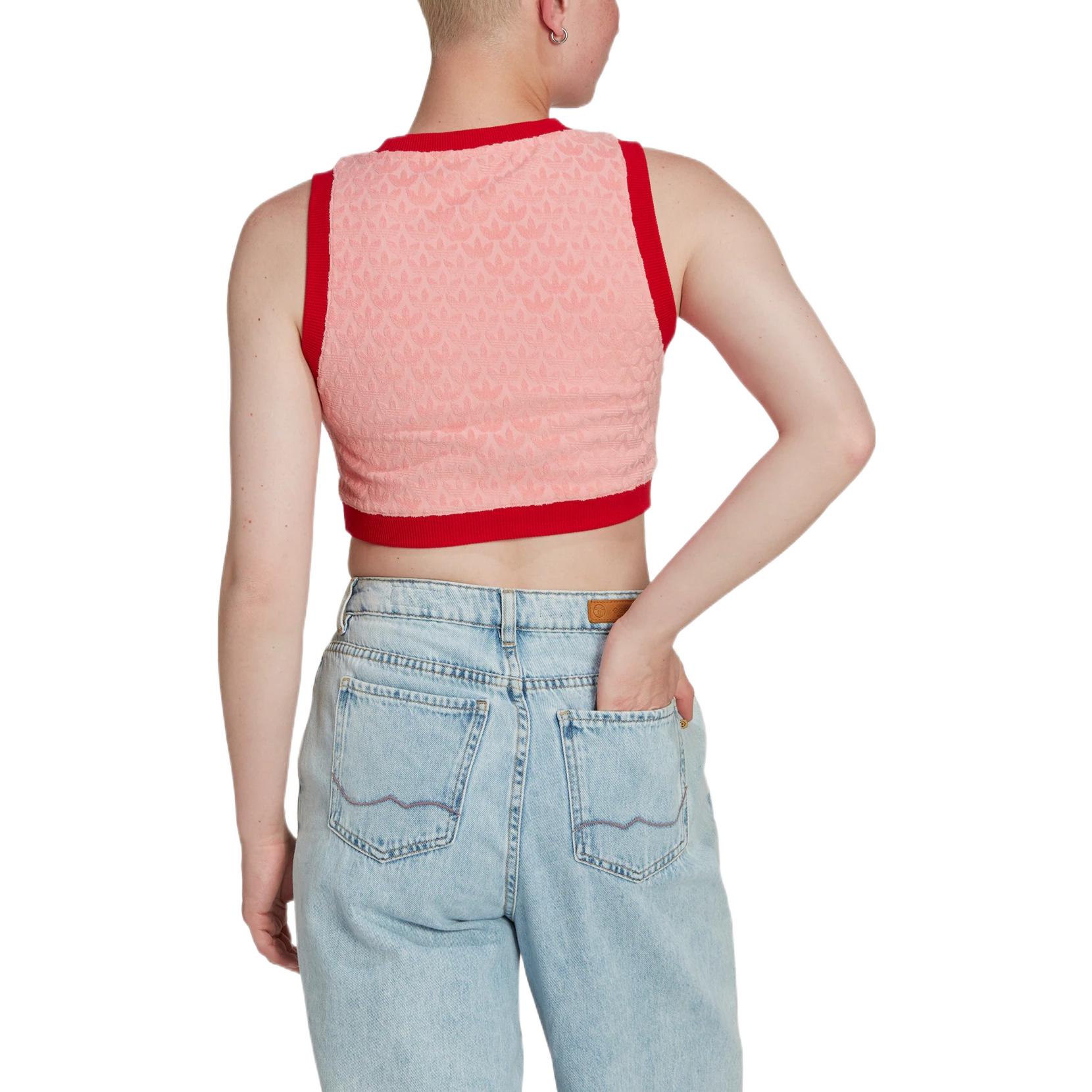 adidas SS22 Adicolor Heritage Now Monogram Crop Top Red