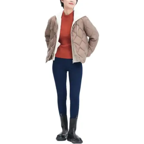 UNIQLO Jackets Women's Milk Tea Brown Crew Neck Moderate Other