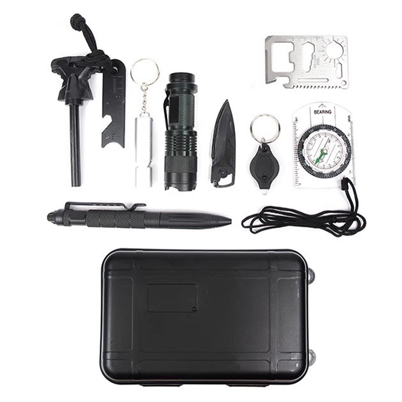 Alto Outdoor Tools, Camping, Hiking and Mountaineering, Safety Survival Emergency Rescue Equipment Regular Nine-piece Set, Simple Travel
