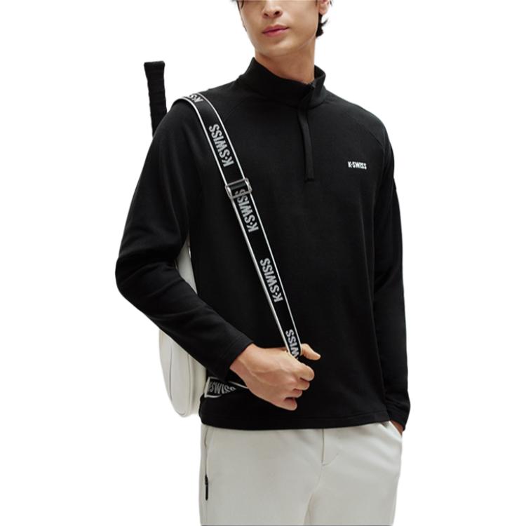 K·SWISS Fleece Tops Men’s Jet Black Half Turtleneck Thickened