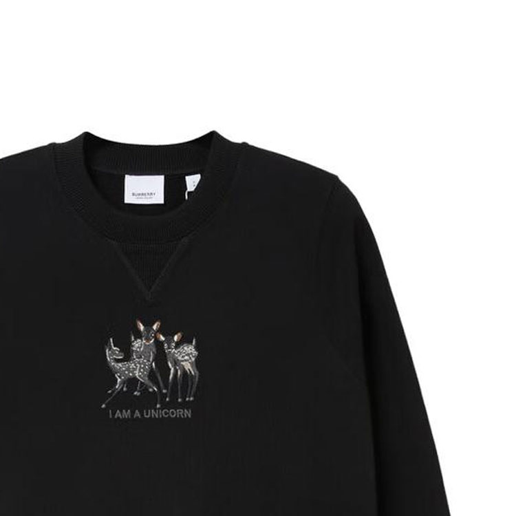 Женское худи Burberry с вышивкой оленя (черное) — фото 7