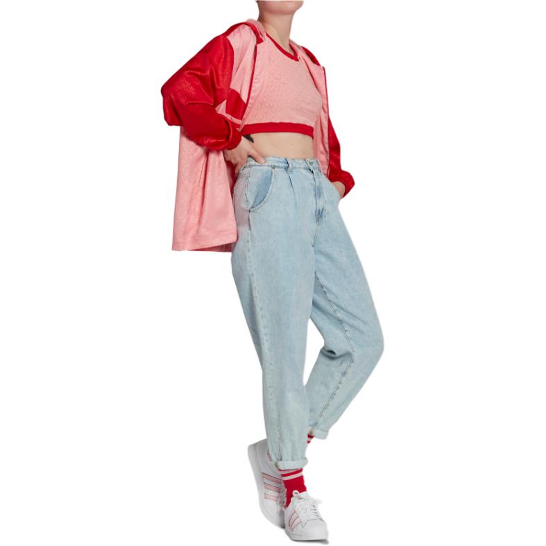 adidas SS22 Adicolor Heritage Now Monogram Crop Top Red