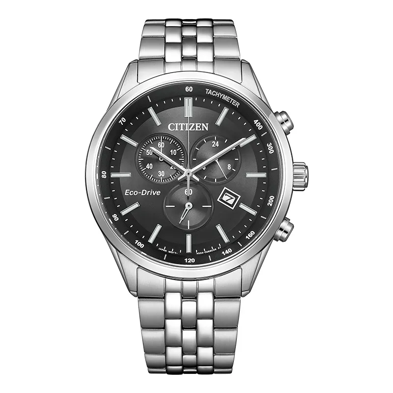 CITIZEN Light Powered Quartz Movement Stainless Steel Strap Men's Watches Black Dial