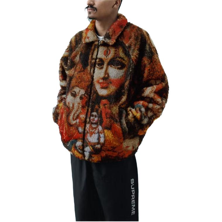 Куртка Supreme FW19 Week 13 Ganesh Faux Fur Jacket (черная) — фото 4