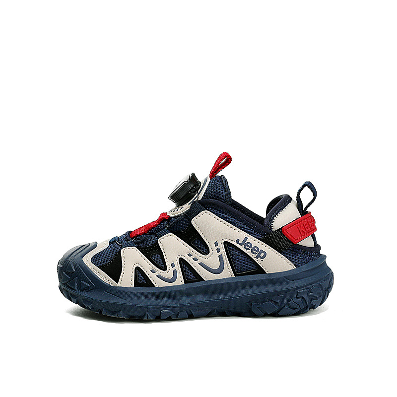 Jeep Jeep Knob Button Mesh Breathable Anti-kick Anti-Slip Children's Casual Shoes Chinese Red Legend Blue Children's Style