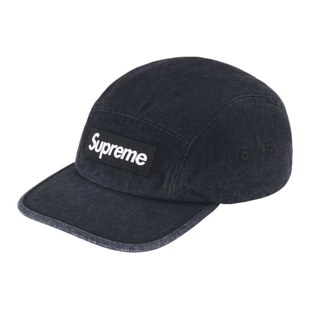 Supreme 100% Cotton Denim Baseball Caps Unisex Black