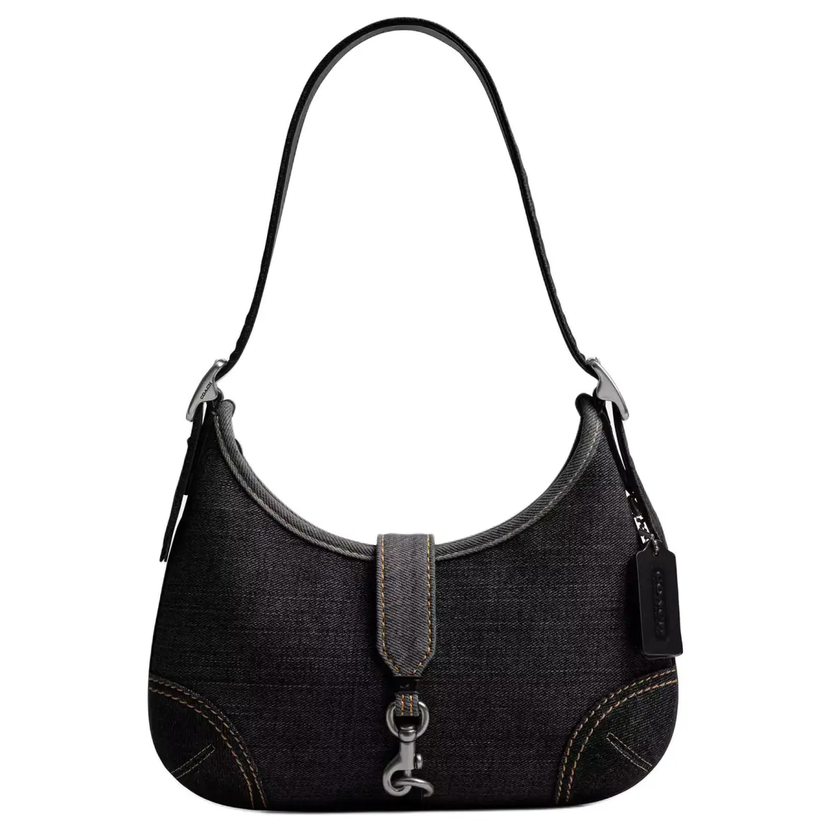 COACH Denim Hobo Bag, Handbag, Shoulder Bag Large Women's Black