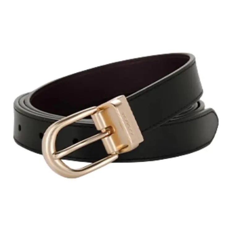 COACH Calfskin Leather Belts Women's Black/Blood Red Width 2.5cm
